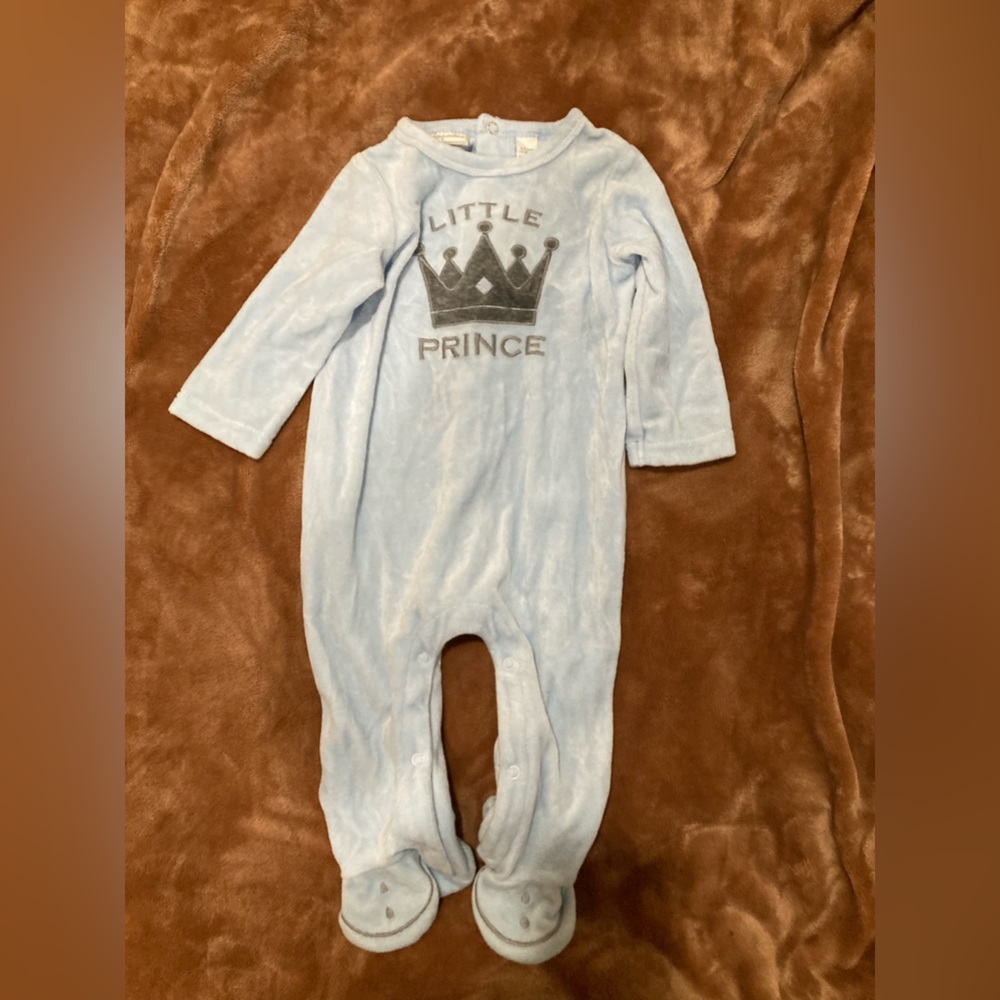 Little impressions onesie romper size 6-12 months light blue velour/velvet
